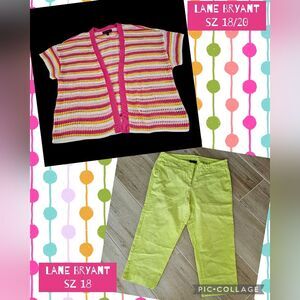 Lane Bryant Cardigan Sweater And Cropped Pants Bundle, Sz 18 - EUC